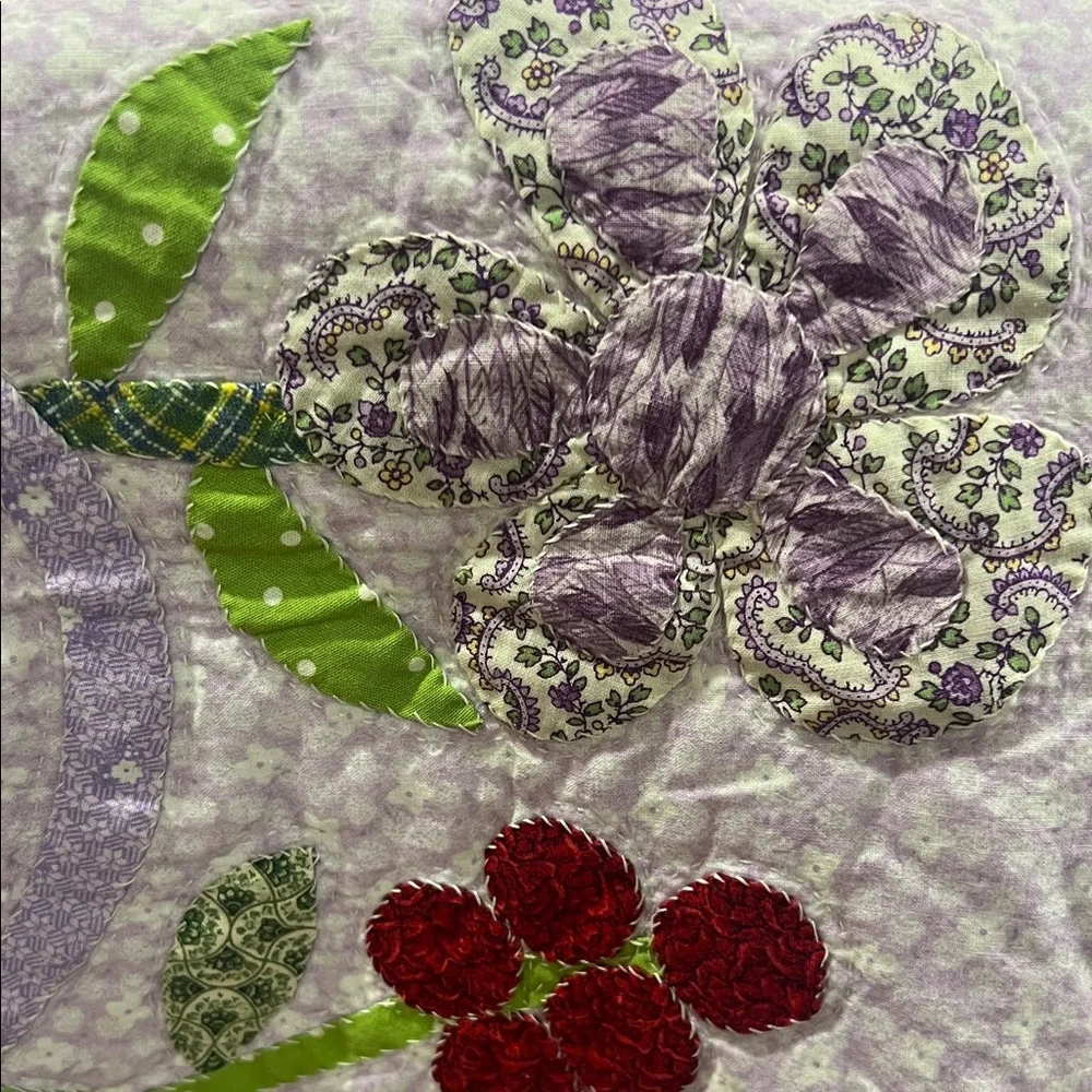 Floral Patchwork Quilt in Purple and Multicolor 54x43 Like new